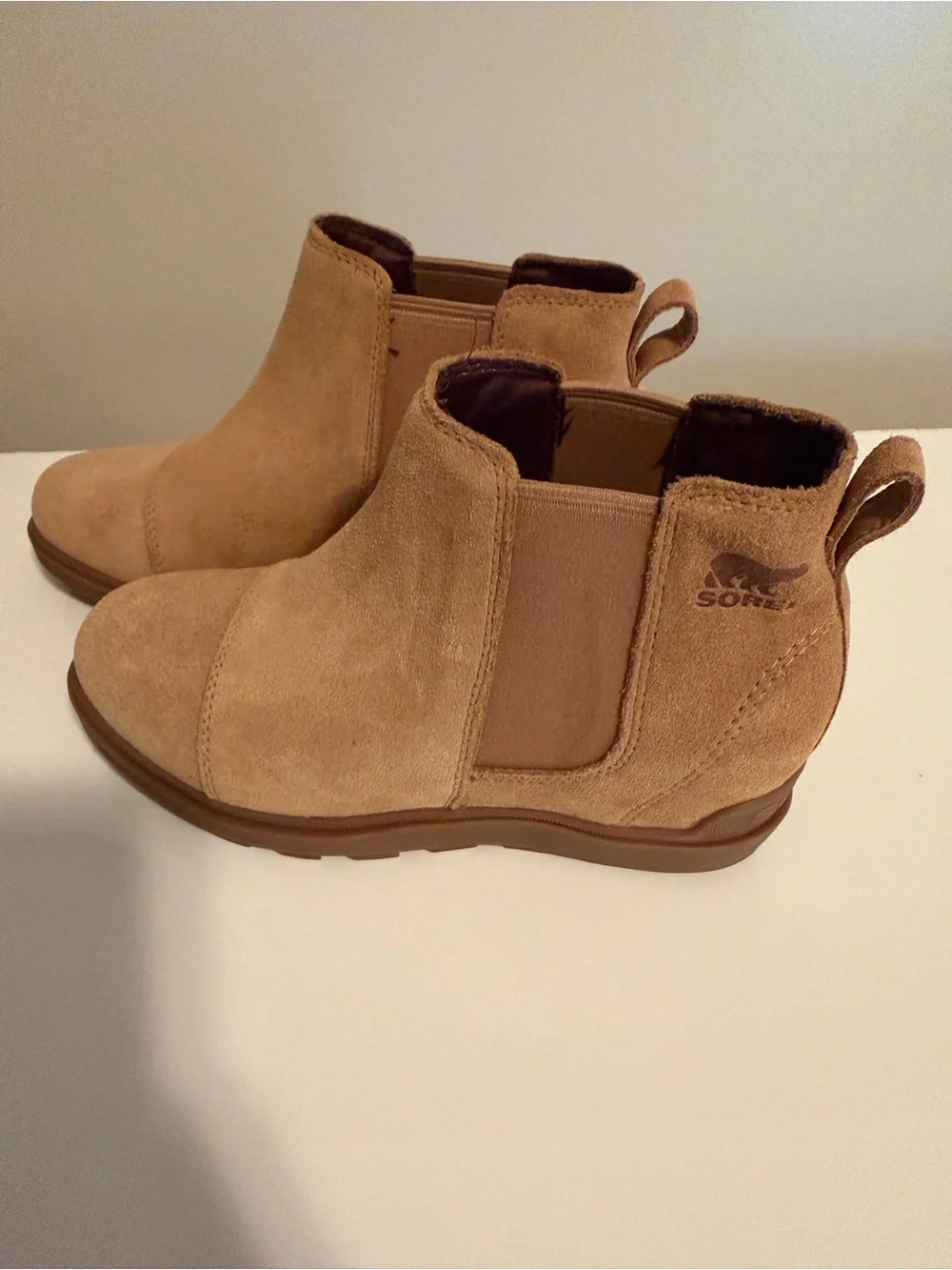 Sorel Suede Chelsea Slip-On Boot in Tan Brown
